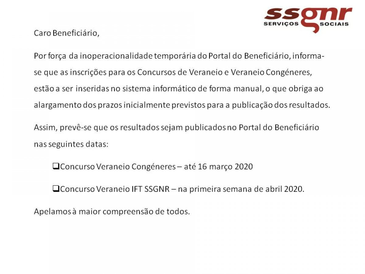 Resultados dos Concursos de Veraneio e Veraneio Congéneres