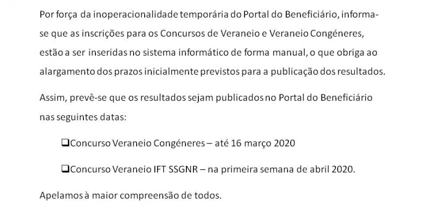 Resultados dos Concursos de Veraneio e Veraneio Congéneres