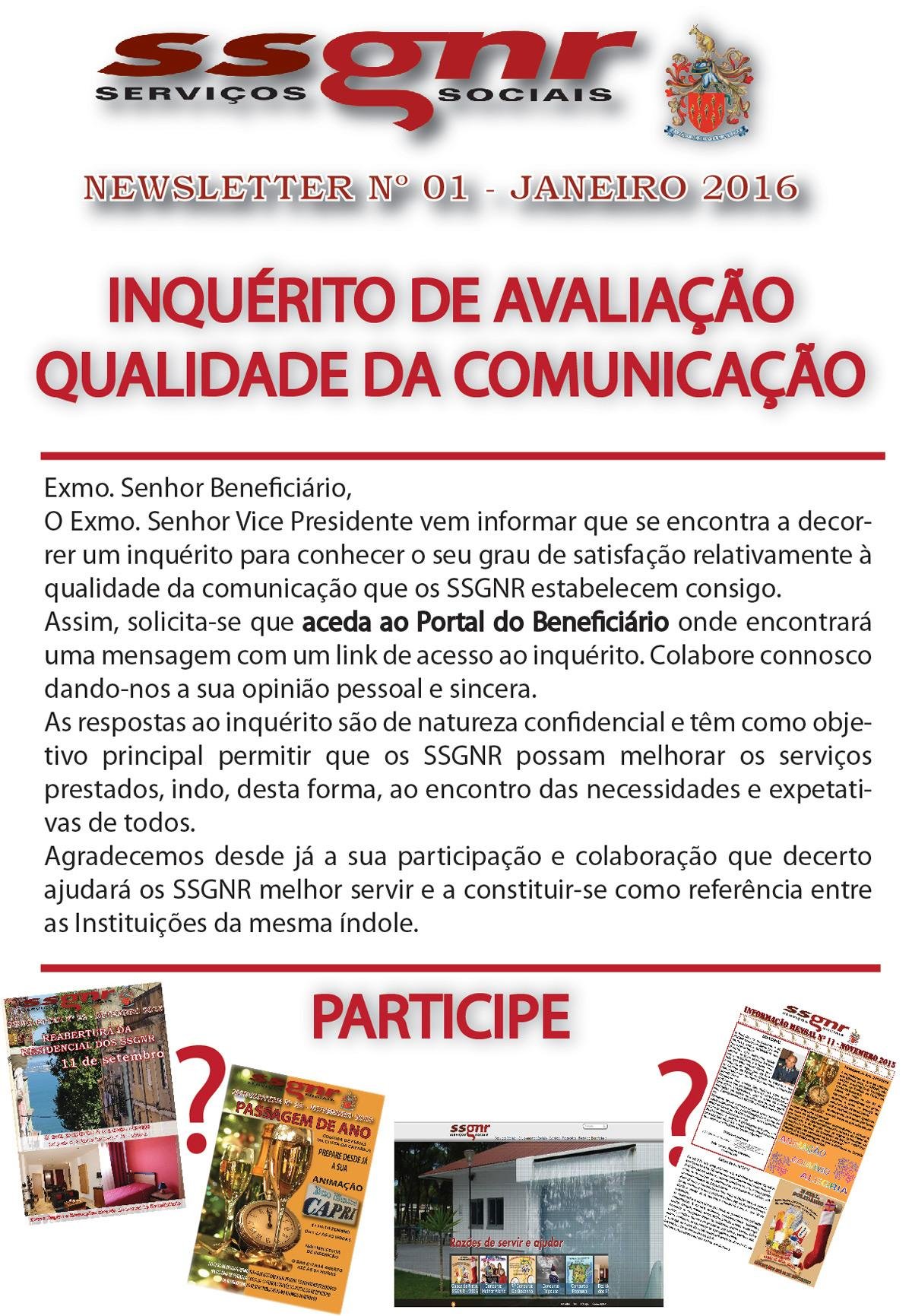 Inquérito de satisfação da qualidade de comunicação dos SSGNR