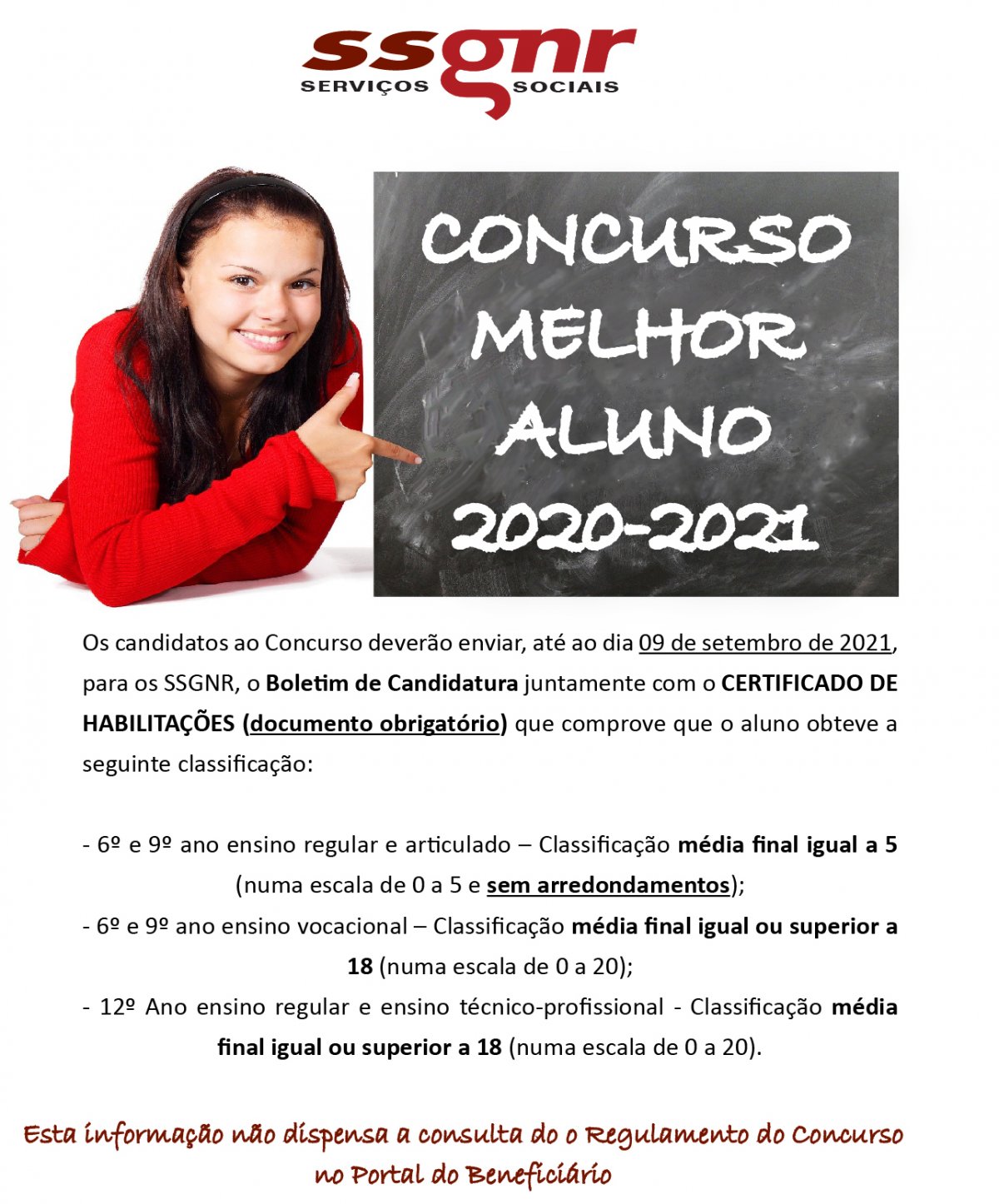 Concurso Melhor Aluno - ano letivo 2020-2021