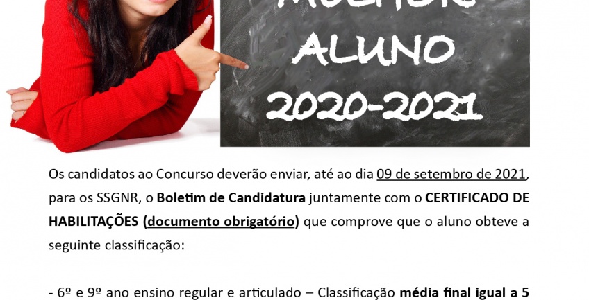 Concurso Melhor Aluno - ano letivo 2020-2021