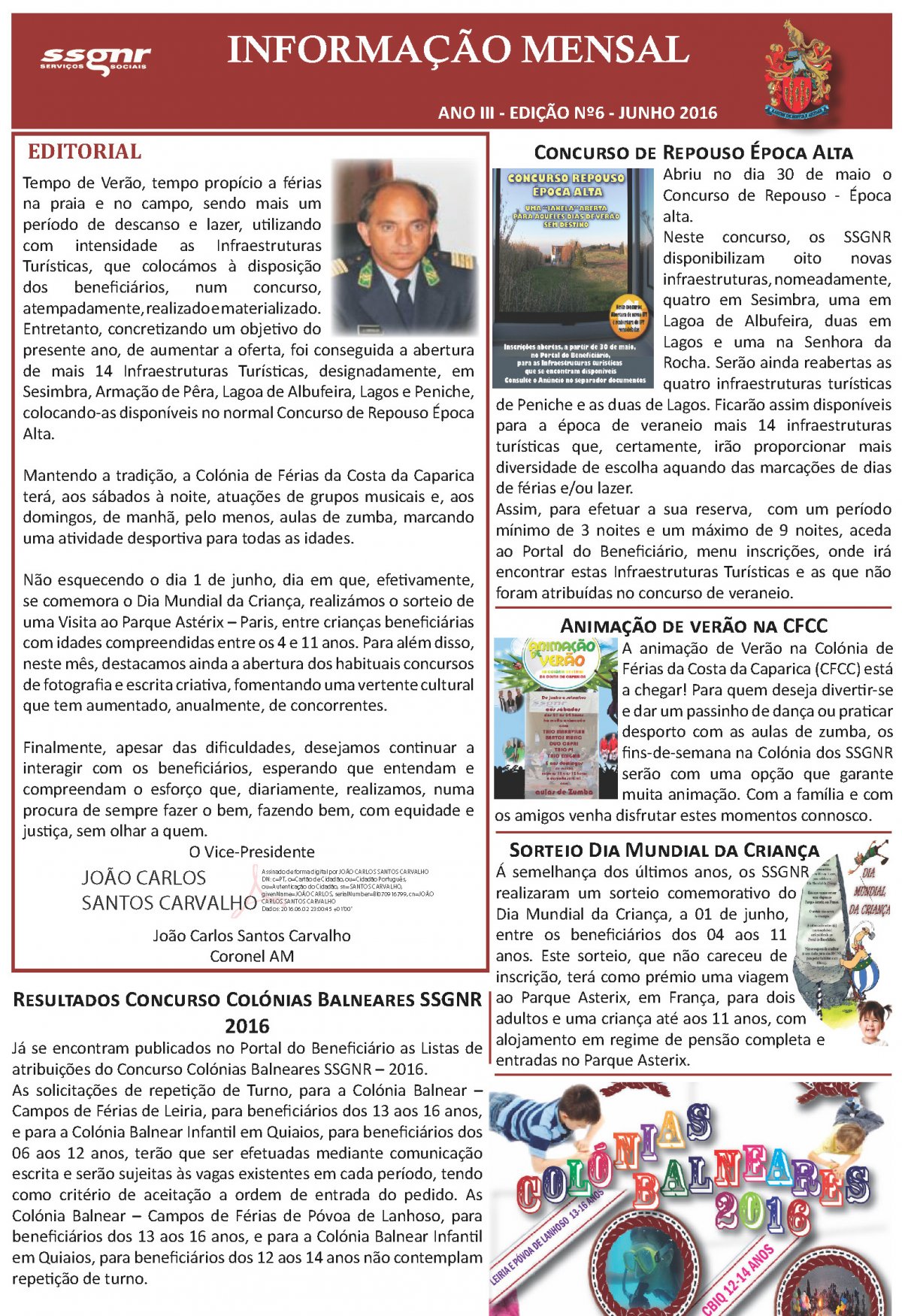 Informação Mensal nº 06/2016 – Junho