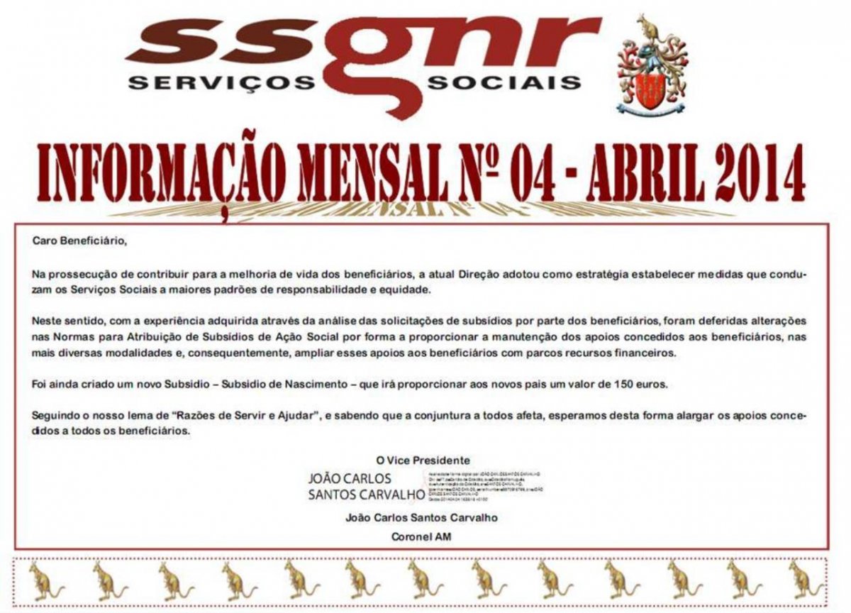Informação Mensal nº 04/2014 - Abril