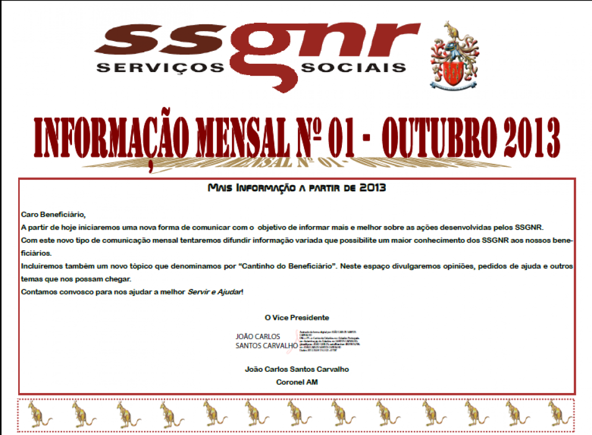 Informação Mensal nº 01/2013 - Outubro