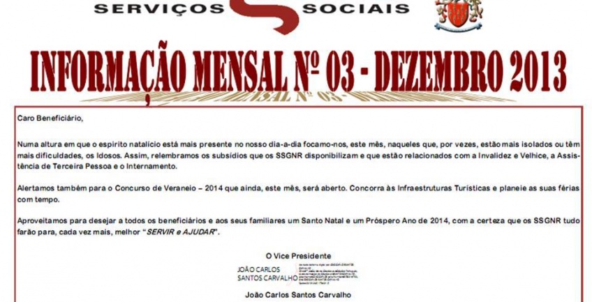 Informação Mensal nº 03/2013 - Dezembro