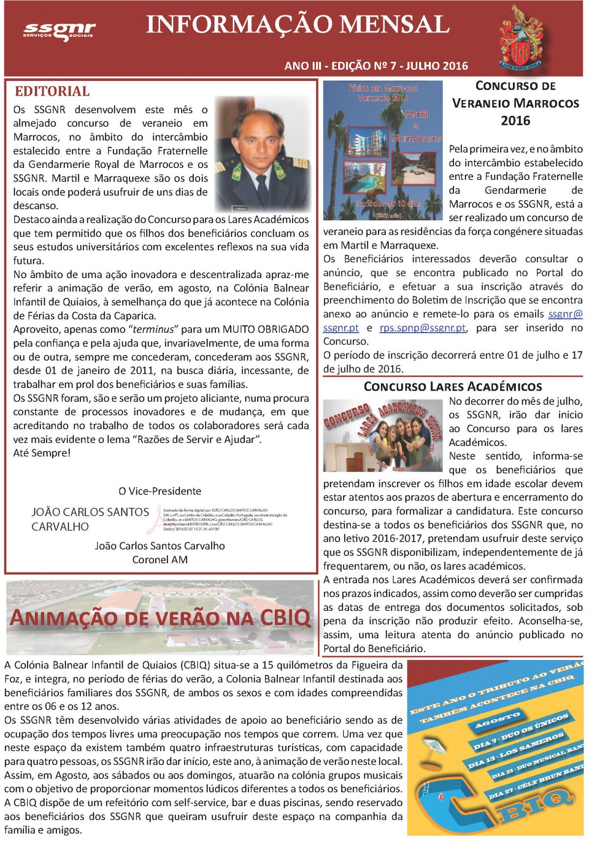 Informação Mensal nº 07/2016 – Julho