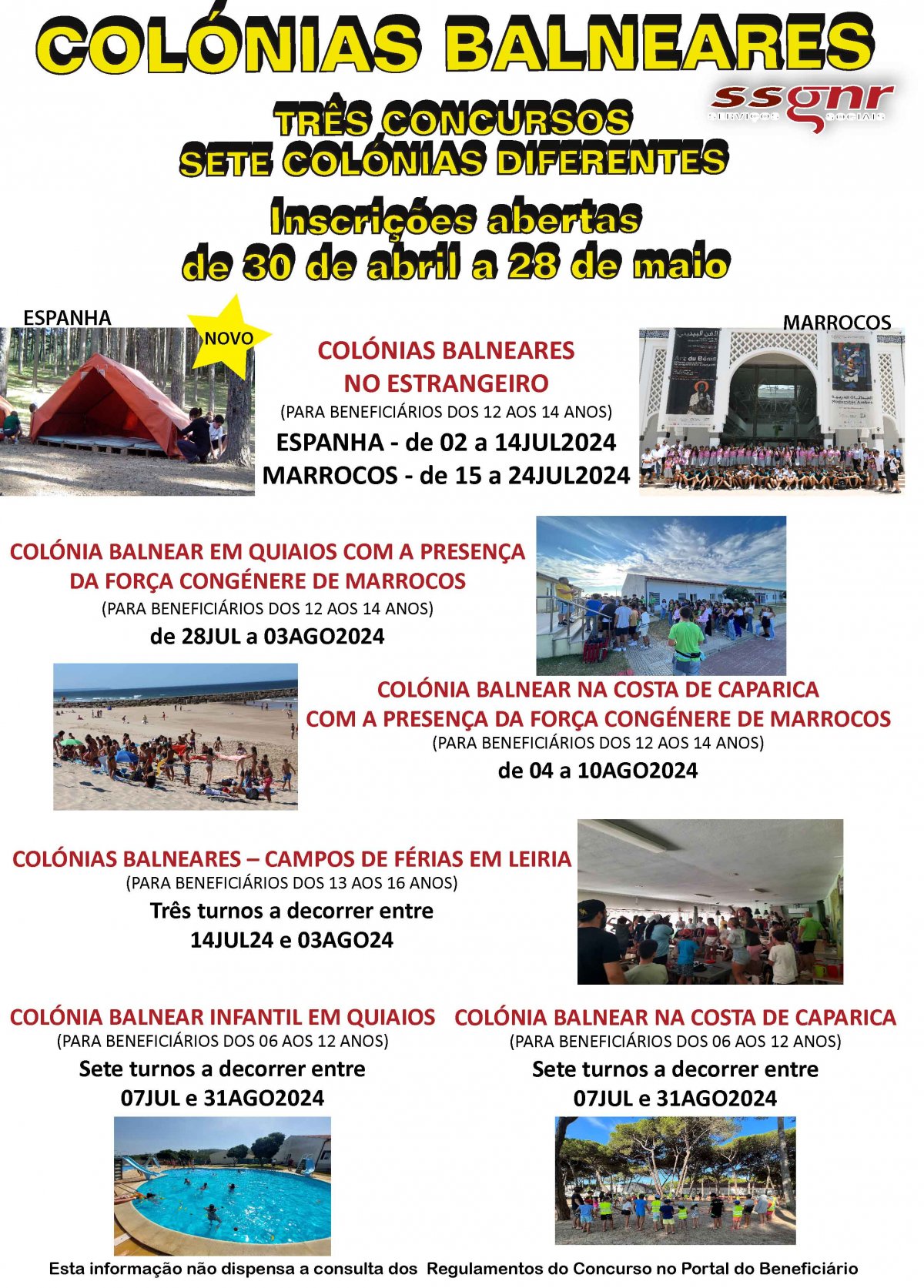 Abertura das Inscrições para as Colónias Balneares Infantis dos SSGNR - 2024