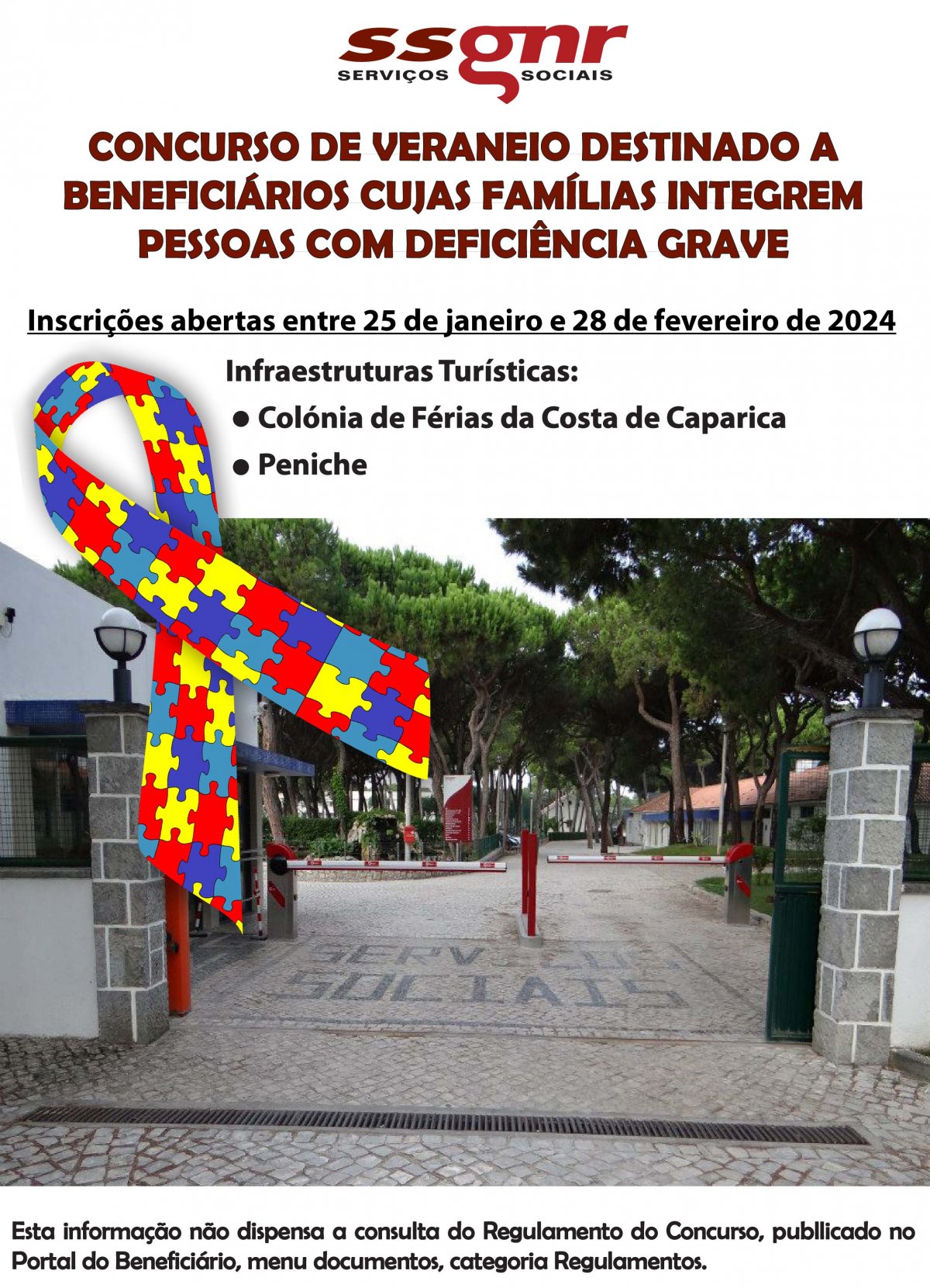 Concurso de Veraneio destinado a Beneficiários cujas famílias Integrem pessoas com deficiência grave