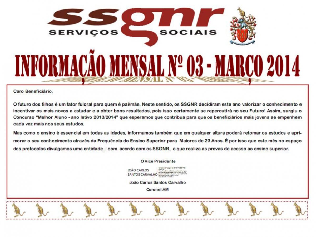 Informação Mensal nº 03/2014 - Março 