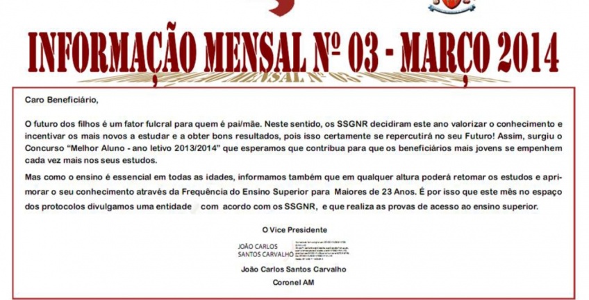 Informação Mensal nº 03/2014 - Março 
