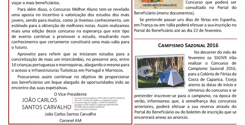 Informação Mensal nº 02/2016 – Fevereiro