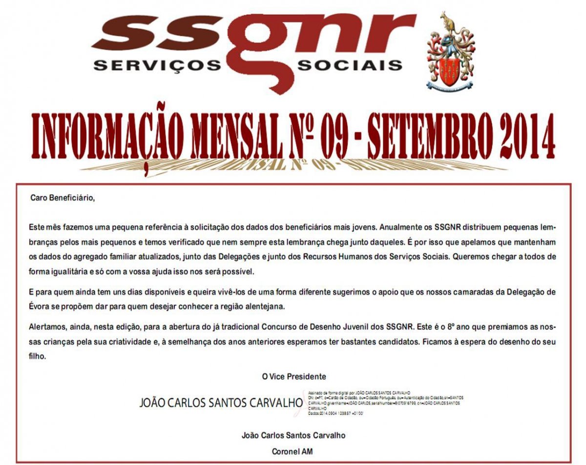 Informação Mensal nº 09/2014 - Setembro