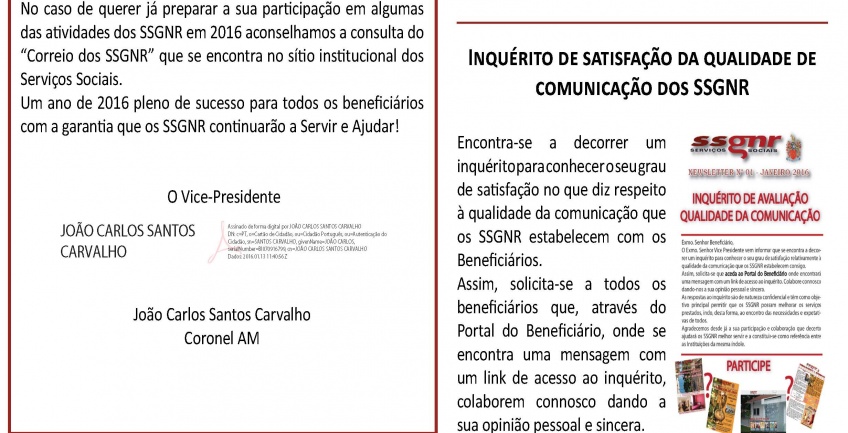 Informação Mensal nº 01/2016 - Janeiro
