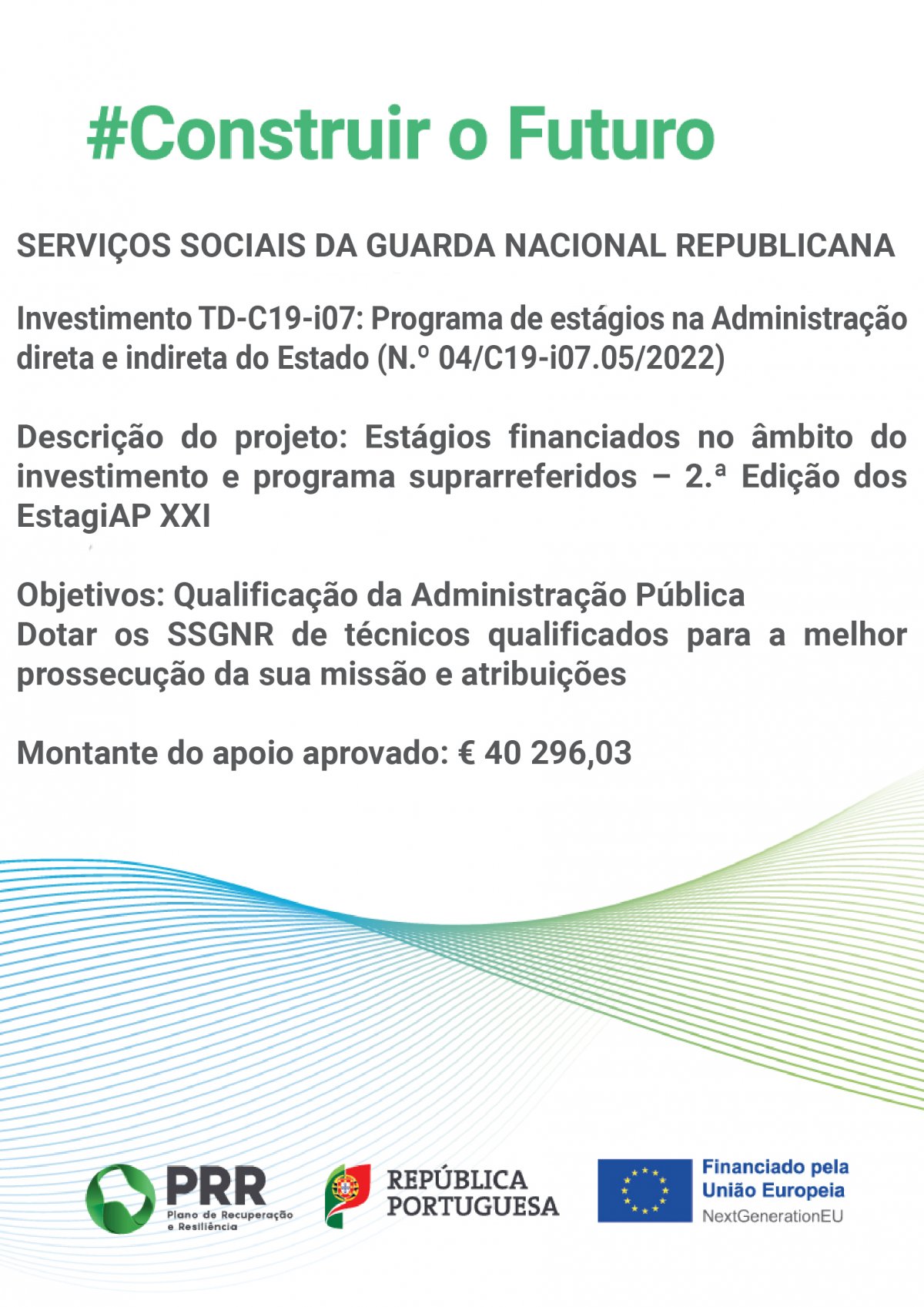 Programa de estágios na Administração direta e indireta do Estado (N.º 04/C19-i07.05/2022)