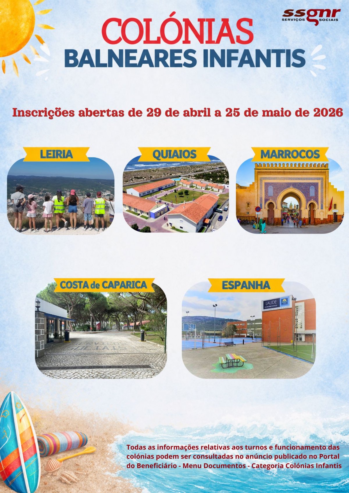 Abertura das Inscrições para as Colónias Balneares Infantis -2026