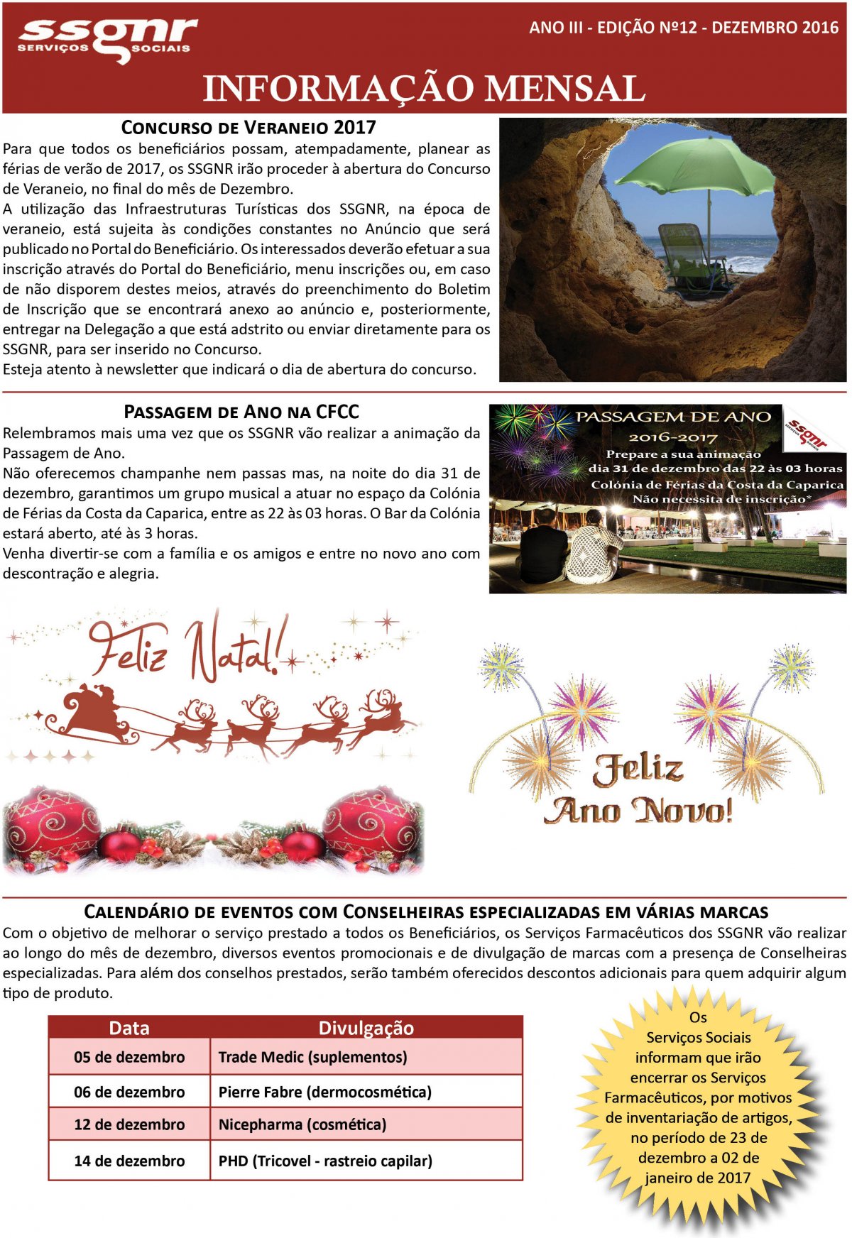 Informação Mensal nº 12/2016 – Dezembro