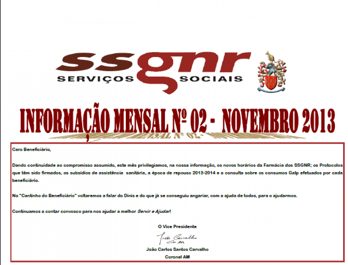 Informação Mensal nº 02/2013 - Novembro