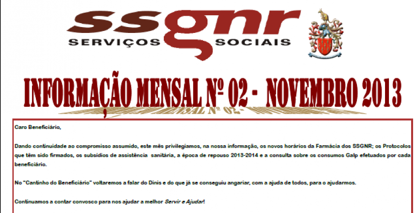 Informação Mensal nº 02/2013 - Novembro