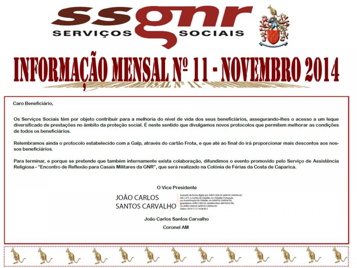 Informação Mensal nº 11/2014 - Novembro
