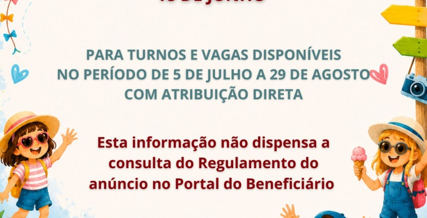 Abertura das Inscrições para a 2ª Fase do Concurso Colónias Balneares Infantis 2026
