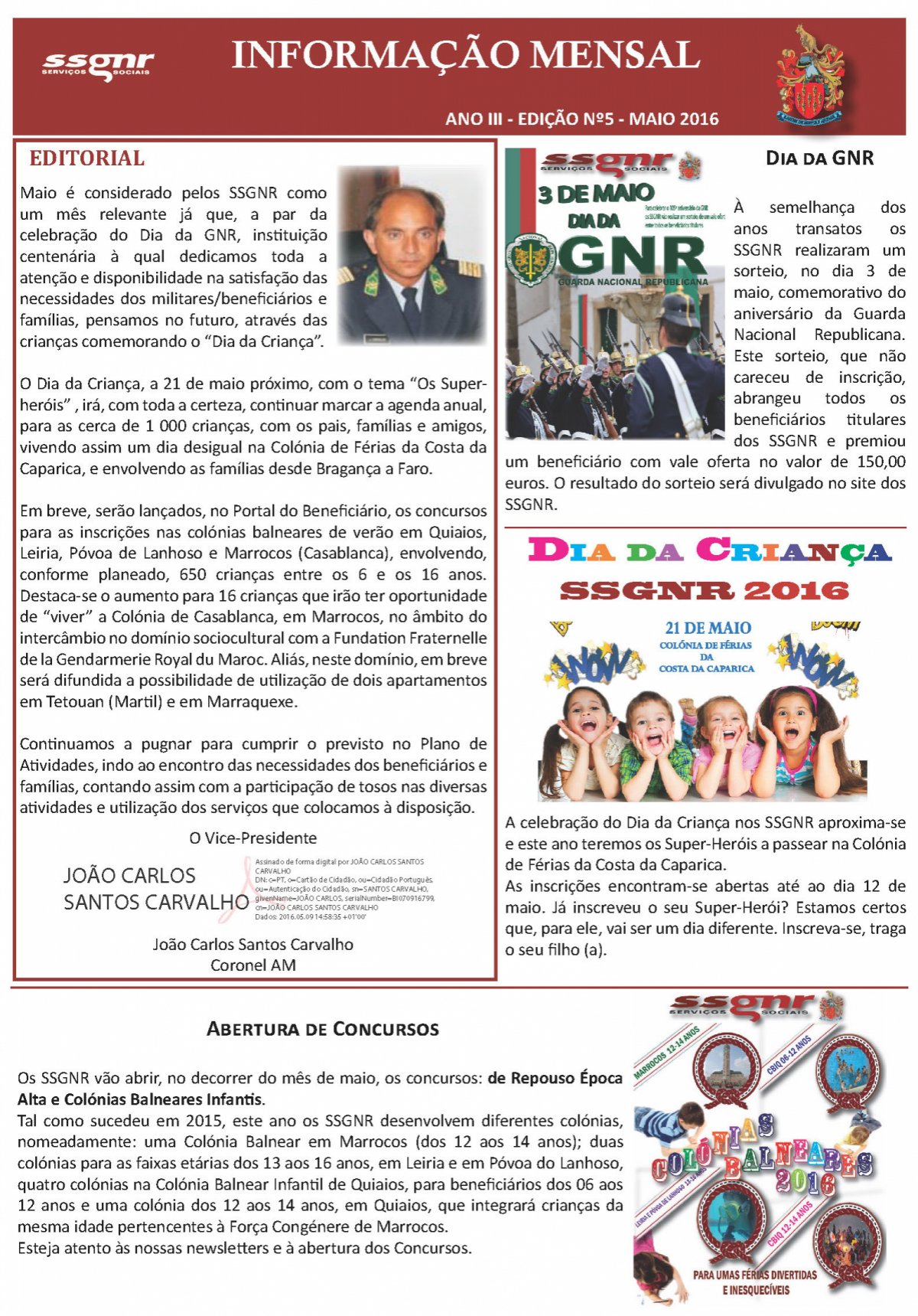 Informação Mensal nº 05/2016 – Maio