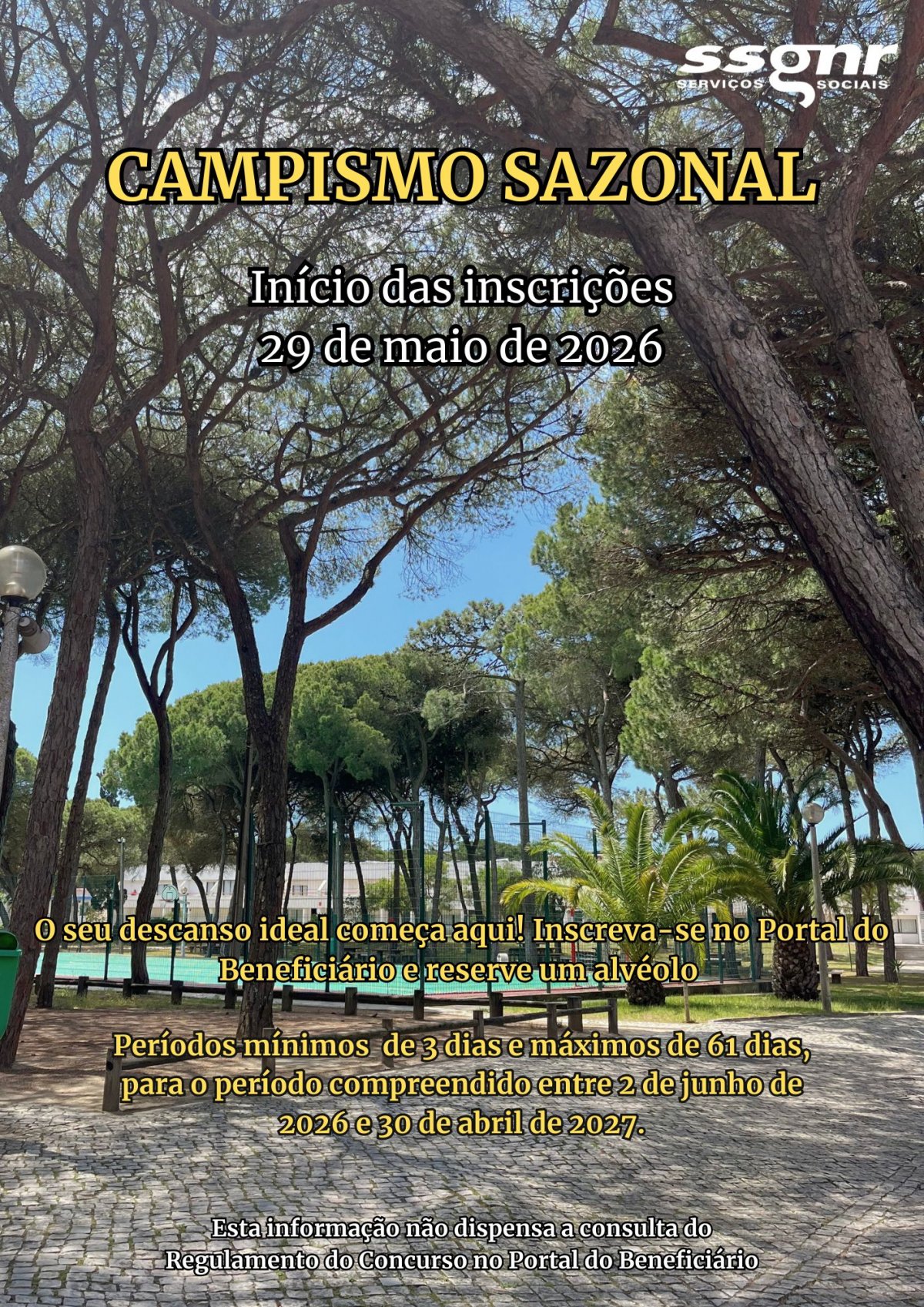 Abertura das Inscrições Campismo Sazonal